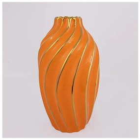 Βάζο Κεραμικό Πορτοκαλί-Χρυσό 17x17x30.5cm 752-20184 Estheti-752-20184-Πορτοκαλί 752-20184