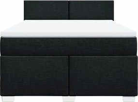 vidaXL Κρεβάτι Boxspring με Στρώμα Μαύρο 140x200 εκ. Υφασμάτινο