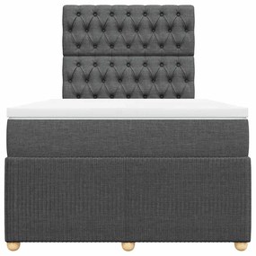 vidaXL Κρεβάτι Boxspring με Στρώμα Σκούρο Γκρι 120x190 εκ Υφασμάτινο