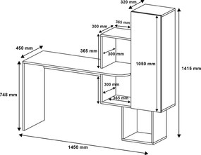 Γραφείο Καρυδί / Λευκό ACELYA 145x45x74,8