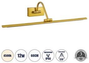 Απλίκα Καθρέπτη Μπάνιου-Πίνακα LED 12W 1400lm MIRA Globostar-60433-Χρυσό 60433