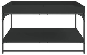 vidaXL Τραπεζάκι Σαλονιού Μαύρο 80x80x45εκ. Επεξεργασμένο Ξύλο+Σίδηρος