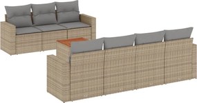 vidaXL Patio Sofa Set 7-θέσια Μίξη μπεζ και ανοιχτό γκρι