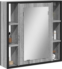 vidaXL Καθρέφτης Μπάνιου Ντουλάπι Γκρι Sonoma 60x16x60 εκ Επεξ. Ξύλο