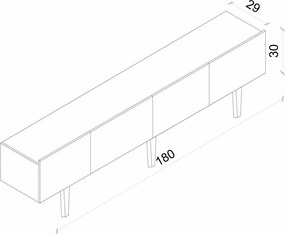 Έπιπλο Τηλεόρασης Μαύρο CLORUS 180x29x20