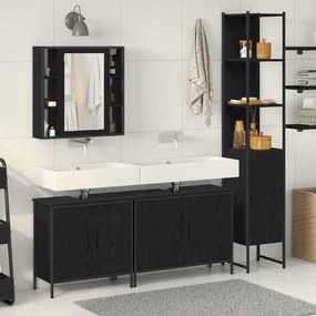 vidaXL Σετ Επίπλων Μπάνιου με ράφι 4 pcs Μαύρο 33 x 33 x 185.5 εκ