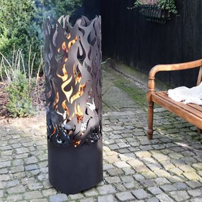 Esschert Design Βαρέλι Φωτιάς Flames Μαύρο Ανθρακοχάλυβας FF408 - Μαύρο