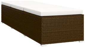 vidaXL Σετ Ξαπλώστρες με Τραπέζι 3 τεμ. Καφέ από Συνθετικό Ρατάν