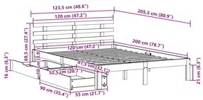 Σκελετός Κρεβ. Χωρίς Συρτάρια Καφέ Κεριού 120x200 εκ. - Καφέ