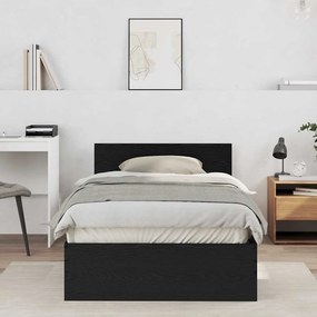 vidaXL Κρεβάτι με Κεφαλάρι Μαύρη Δρυς 100 x 200 cm Επεξεργασμένο ξύλο