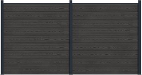 vidaXL Σετ Φράχτη 2 pcs 353 x 186 cm WPC και Αλουμίνιο Μαύρο