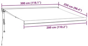 Τέντα Πτυσσόμενη Ανθρακί / Λευκή 3 x 2,5 μ. Ύφασμα / Αλουμίνιο - Ανθρακί