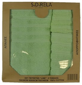 Σετ πετσέτες 3τμχ από ύφασμα σε πράσινο χρώμα 70x140