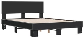 vidaXL Πλαίσιο Κρεβατιού Μαύρο 140 x 190 εκ. Επεξ. Ξύλο &amp; Μέταλλο