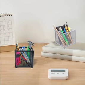 Μεταλλική Μολυβοθήκη με Πλέγμα 13x13x13cm Άσπρο ή Μαύρο - Άσπρο