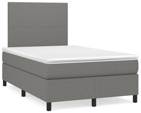 Κρεβάτι Boxspring με Στρώμα Σκούρο Γκρι 120x200 εκ. Υφασμάτινο - Γκρι