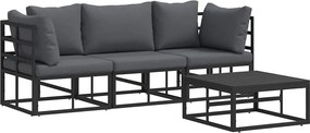 vidaXL Σετ Καναπέ Κήπου 4 pcs Μαύρο Μέταλλο