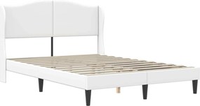 vidaXL Σκελετός Κρεβατιού με κεφαλάρι Λευκό 160 x 200 cm Τεχνητό Δέρμα