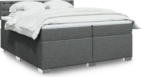 vidaXL Κρεβάτι Boxspring με Στρώμα Σκούρο Γκρι 200x200 εκ. Υφασμάτινο