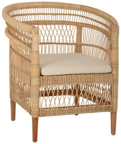 Καρέκλα - Πολυθρόνα MALAWI C9635.04 Ξύλο Μαόνι με Rattan Φυσικό και Λευκό Μαξιλάρι 80x70x86Υεκ. 80x70x86 εκ.