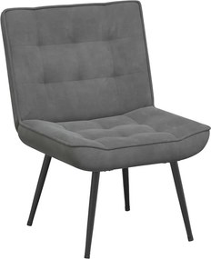 vidaXL Πολυθρόνα Relax Σκούρο Γκρι Βελούδινη με Σκαμπό