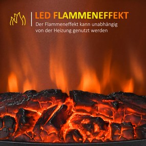 Elektrokamin mit Heizung, 2000 W elektrischer Kamin mit LED Flammeneffekt