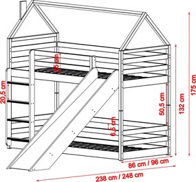 Κουκέτα Montessori με Τσουλήθρα - PLAY 90x190 white