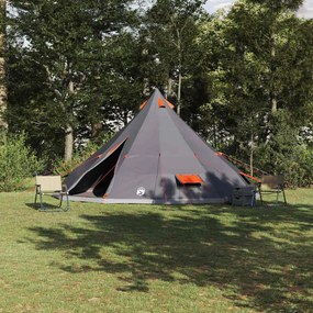 vidaXL Οικογενειακή Σκηνή Tipi Γκρι και Πορτοκαλί 12 Άτομα Αδιάβροχη