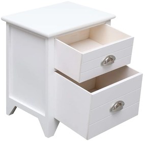 vidaXL Κομοδίνο Λευκό 38 x 28 x 45 εκ. από Ξύλο Παυλώνιας