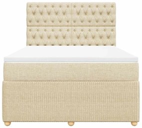 vidaXL Κρεβάτι Boxspring με Στρώμα Κρεμ 140x190 εκ. Υφασμάτινο