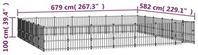 vidaXL Κλουβί Σκύλου Εξωτερικού Χώρου 39,52 μ² από Ατσάλι