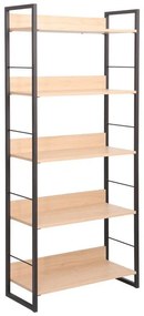 Βιβλιοθήκη Dorfie σε φυσική απόχρωση με μαύρο μέταλλο 70x30x159εκ 70x30x159 εκ.