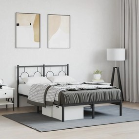 vidaXL Πλαίσιο Κρεβατιού με Κεφαλάρι Μαύρο 120 x 200 εκ. Μεταλλικό