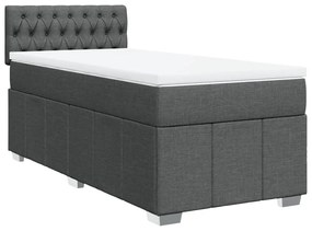 vidaXL Κρεβάτι Boxspring με Στρώμα Σκούρο Γκρι 90x200 εκ. Υφασμάτινο