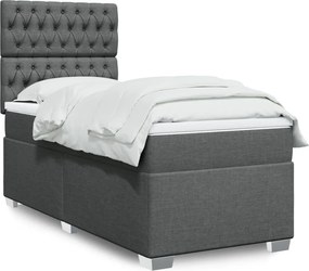 vidaXL Κρεβάτι Boxspring με Στρώμα Σκούρο Γκρι 100x200 εκ. Υφασμάτινο