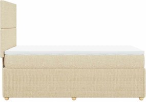 vidaXL Κρεβάτι Boxspring με Στρώμα Κρεμ 100 x 200 εκ. Υφασμάτινο