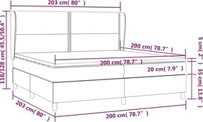vidaXL Κρεβάτι Boxspring με Στρώμα Μαύρο 200x200 εκ. Υφασμάτινο