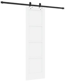 vidaXL Συρόμενη Πόρτα με Σετ Εξαρτημάτων Λευκή 61x198.5 εκ Συμπαγές Ξύλο Πεύκου