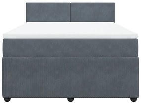 Κρεβάτι Boxspring με Στρώμα Σκούρο Γκρι 160x200 εκ. Βελούδινο - Γκρι