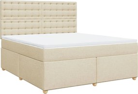 vidaXL Κρεβάτι Boxspring με Στρώμα Κρεμ 180x200 εκ. Υφασμάτινο