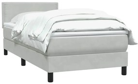 vidaXL Κρεβάτι Boxspring με Στρώμα Ανοιχτό Γκρι 100x210 εκ. Βελούδινο