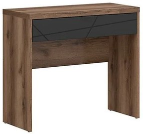 Τραπέζι γραφείου Boston CE121, Με συρτάρια, Αριθμός συρταριών: 1, 80x90x38cm, 26 kg, Σκούρα βελανιδιά delano, Μαύρο ματ | Epipla1.gr