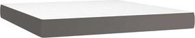 vidaXL Κρεβάτι Boxspring με Στρώμα &amp; LED Γκρι 160x200 εκ. Συνθ. Δέρμα