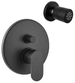 Armando Vicario Slim Black Matt Μίκτης Εντοιχισμού 2 Εξ. με Εκτροπέα+Jet επιτοίχιο Στρογγυλό