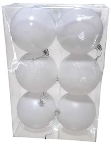 Σετ Χριστουγεννιάτικες μπάλες - 8cm - 6pcs - 326031 - White