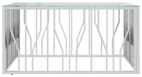 Τραπέζι Σαλονιού 100x100x50 εκ. από Ανοξείδωτο Ατσάλι και Γυαλί - Ασήμι