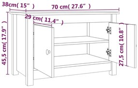 Παπουτσοθήκη 70 x 38 x 45,5 εκ. από Μασίφ Ξύλο Πεύκου - Καφέ