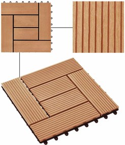 vidaXL Πλάκα Κατασκευής 11 pcs Ξύλο teak 30 x 30 cm WPC