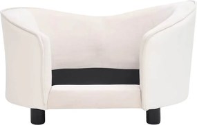 vidaXL Καναπές-Κρεβάτι Σκύλου Κρεμ 69x49x40 εκ. Βελουτέ/Συνθετ. Δέρμα