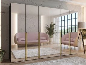 Ντουλάπα Mila II-Μαύρο - Χρυσό-Μήκος: 300εκ